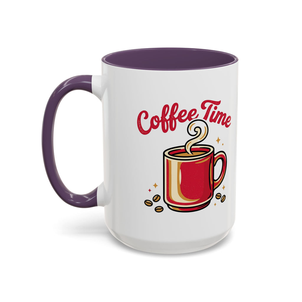 Coffee Mug - "Coffee Time" Red Accent Ceramic Mug (11/15oz)