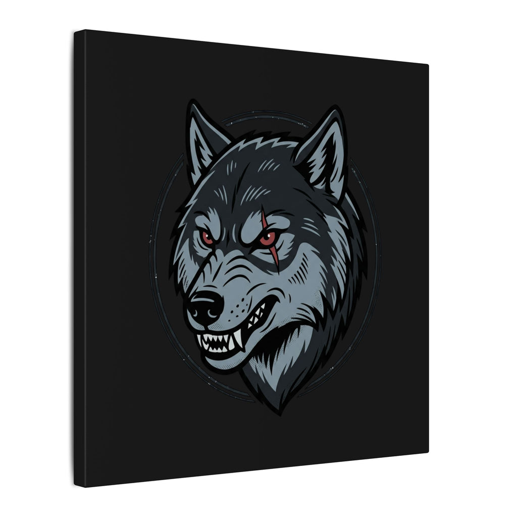 Wolf Head Canvas Wall Art — Fierce Gray Wolf Portrait Matte Stretched