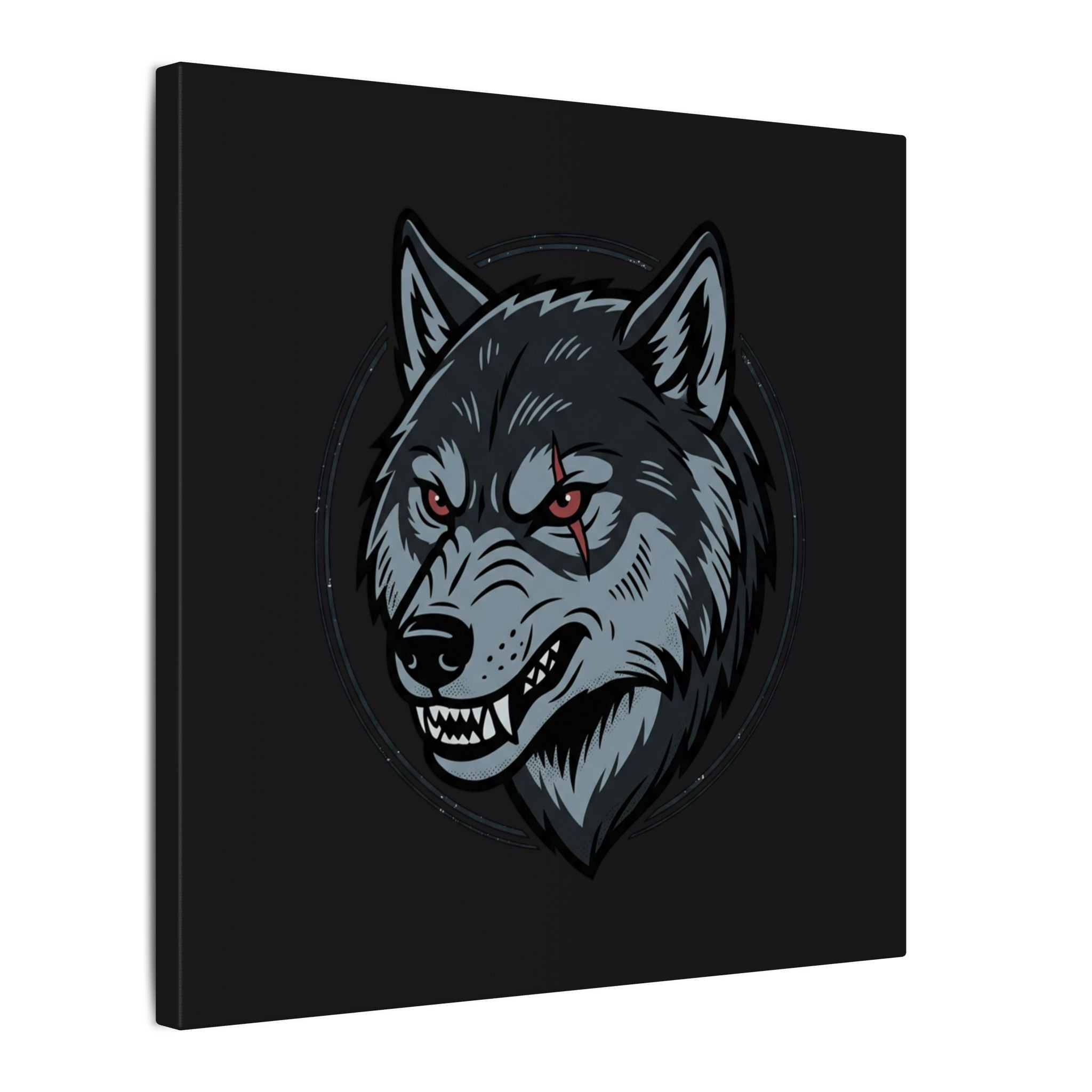 Wolf Head Canvas Wall Art — Fierce Gray Wolf Portrait Matte Stretched