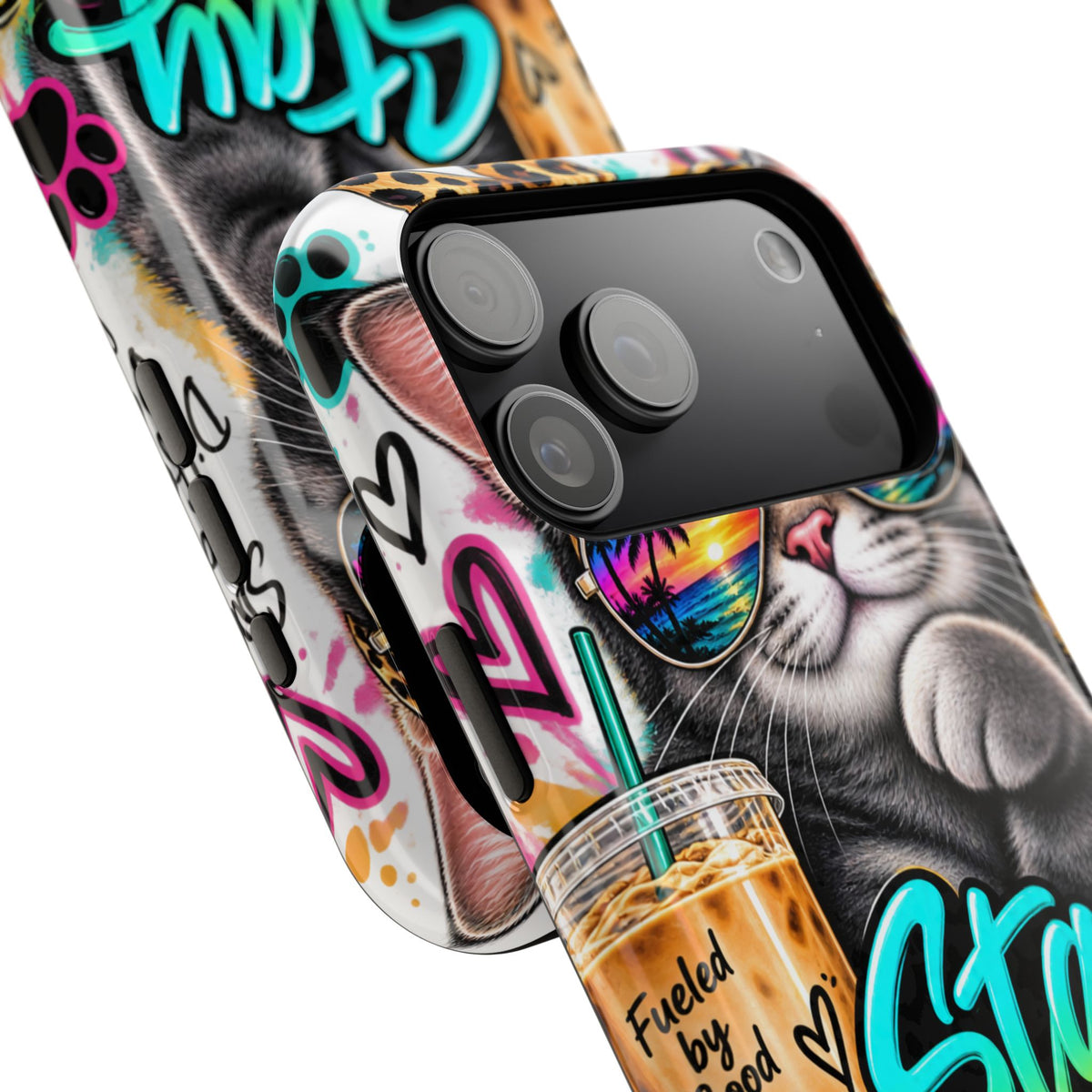 Phone Case — "Stay Pawsitive" Cat Impact-Resistant Case