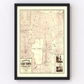 Vintage Topographical Map of Lake Tahoe 1874
