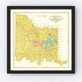 Vintage Map of Chickasaw Nation, Indian Territory, 1900