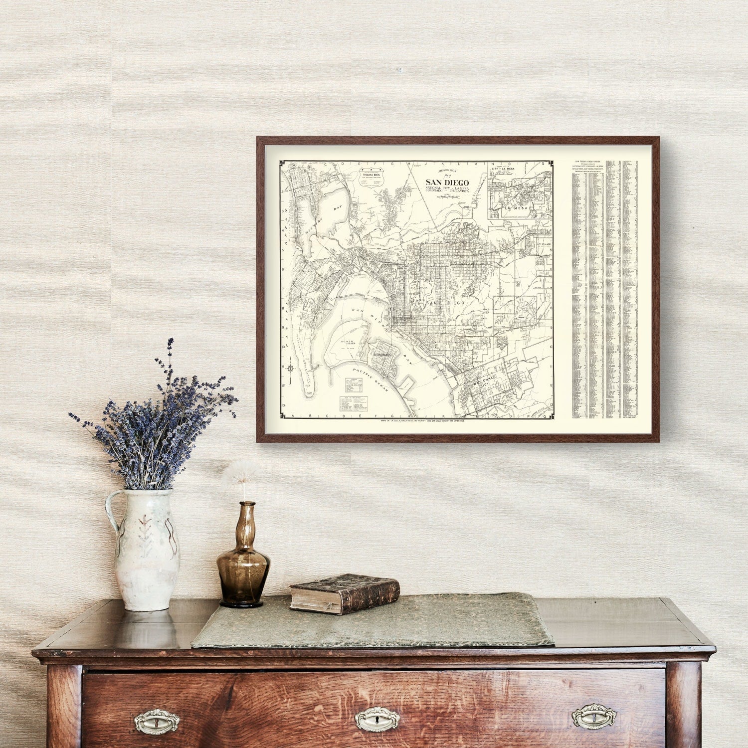 Vintage Map of San Diego, California 1930