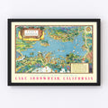 Vintage Pictorial Map of Lake Arrowhead, CA 1938