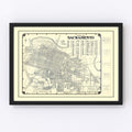 Vintage Map of Sacramento, California 1920