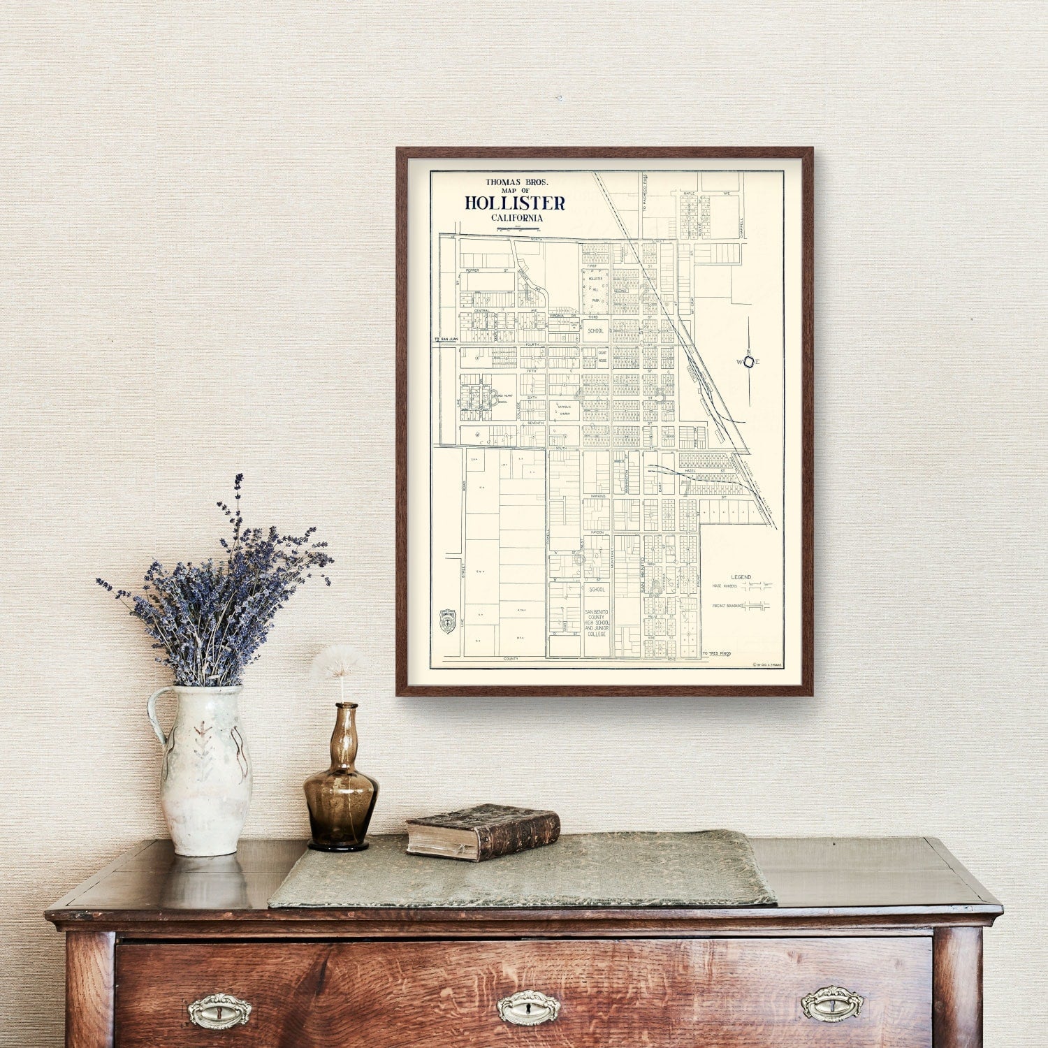 Vintage Map of Hollister, California 1920