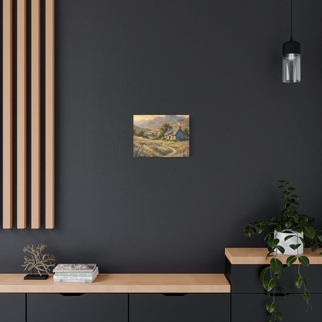 Countryside Cottage Canvas Wall Art — Tranquil Rustic Landscape Print