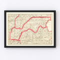Vintage Map of Placer County, California 1914