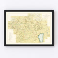 Vintage Map of Tahoe National Forest 1916