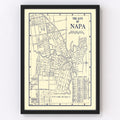 Vintage Map of Napa, California 1920