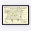 Vintage Map of Sacramento, California 1892
