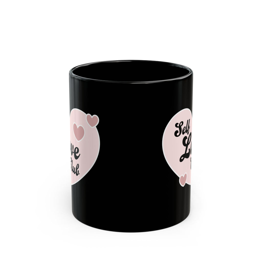 Self Love Club Black Mug – Heart Graphic Coffee Cup (11oz & 15oz)
