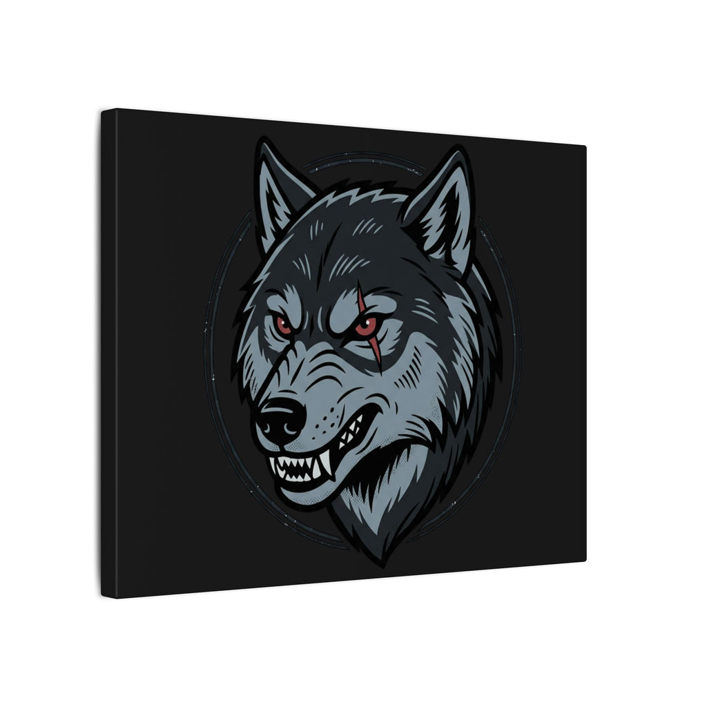 Wolf Head Canvas Wall Art — Fierce Gray Wolf Portrait Matte Stretched