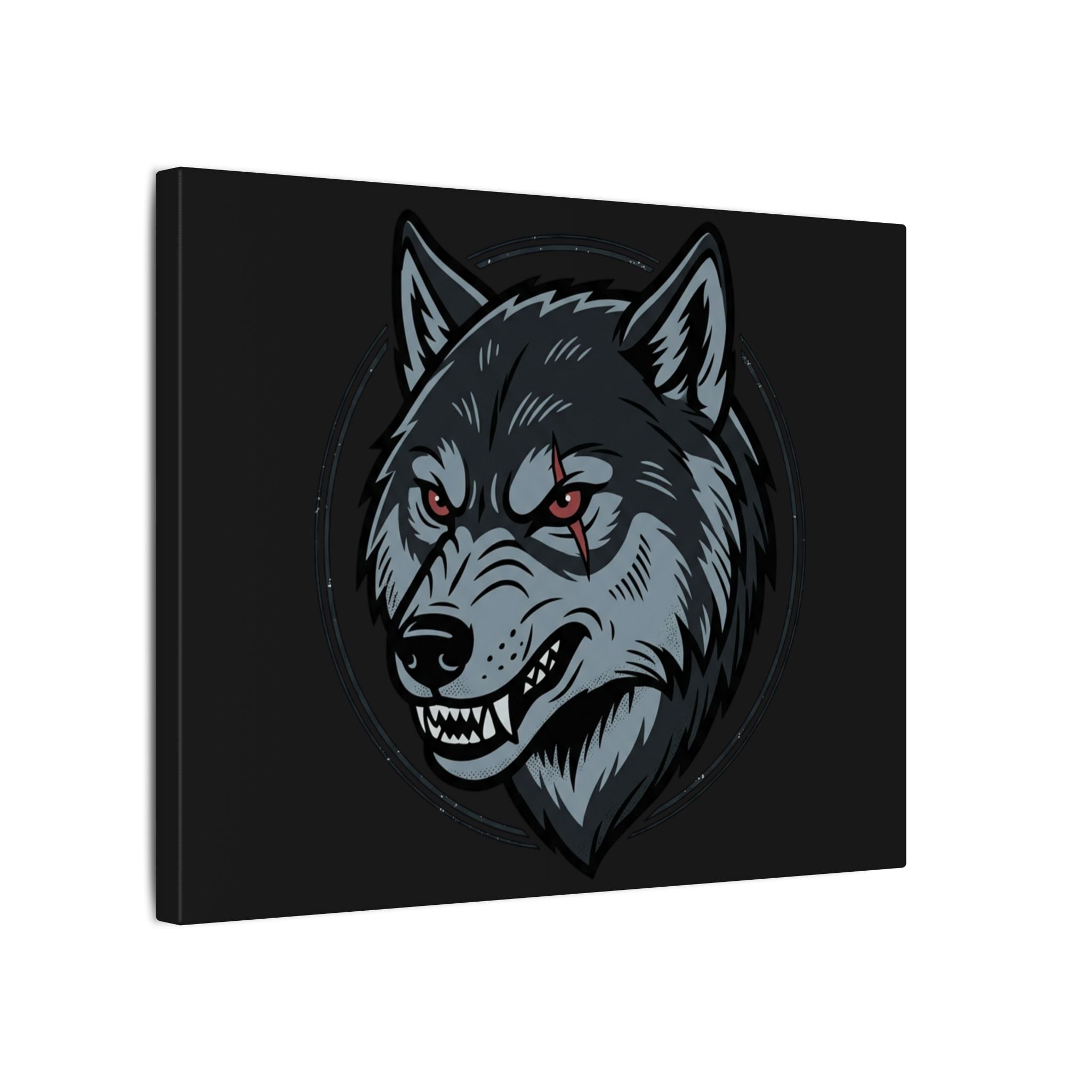 Wolf Head Canvas Wall Art — Fierce Gray Wolf Portrait Matte Stretched