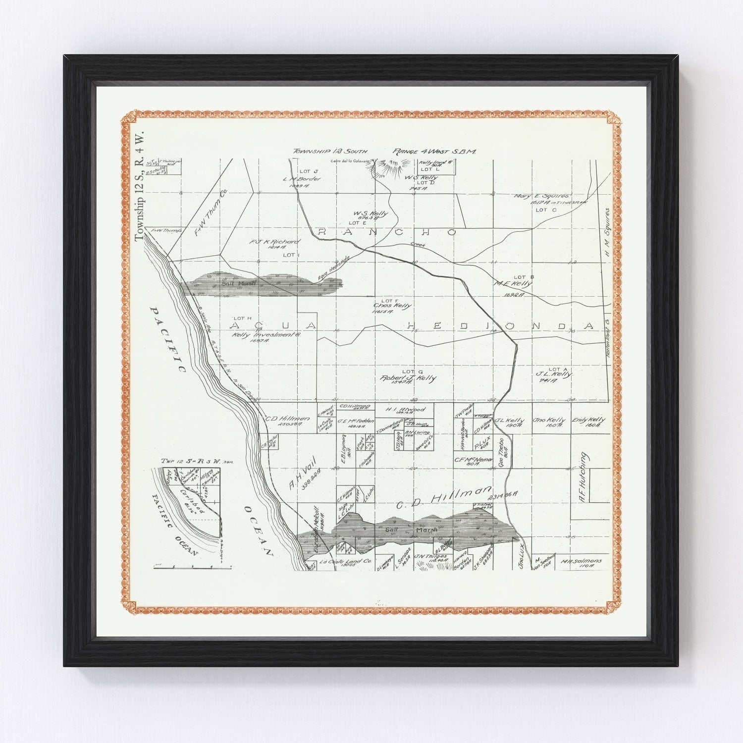 Vintage Map of Carlsbad, California 1912