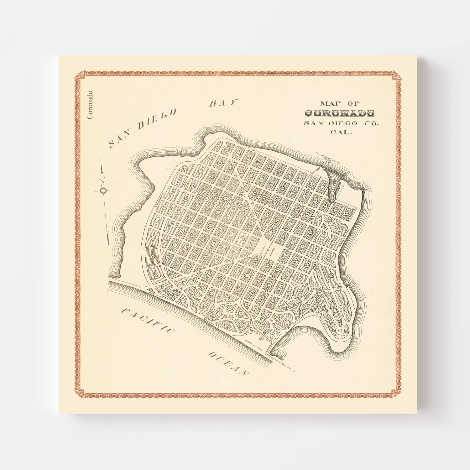 Vintage Map of Coronado, California 1912