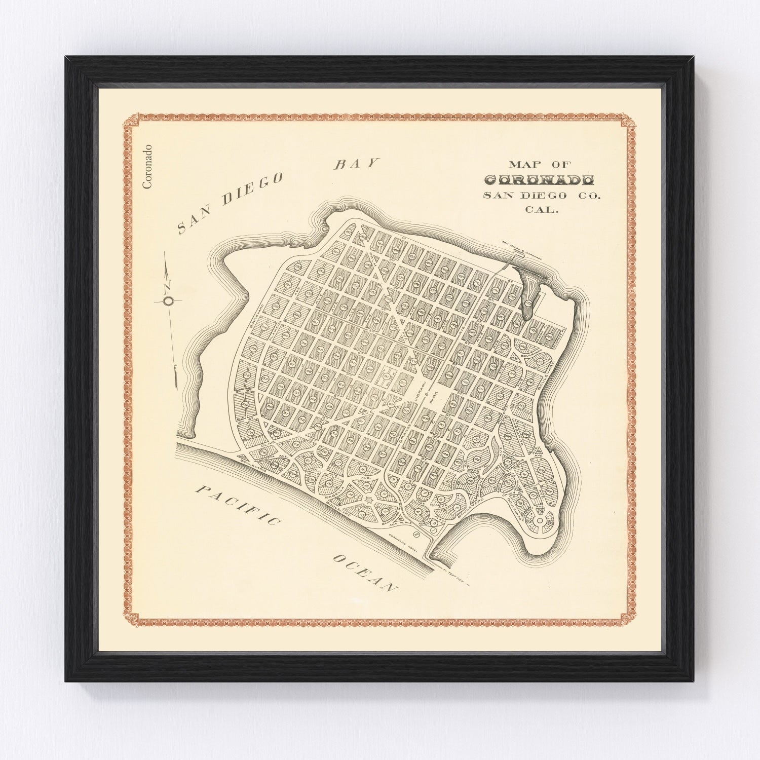 Vintage Map of Coronado, California 1912