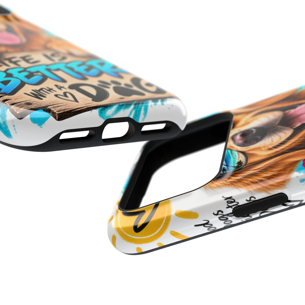 Impact-Resistant Phone Case — "Life Is Better With a Dog" Tropical Dog Design