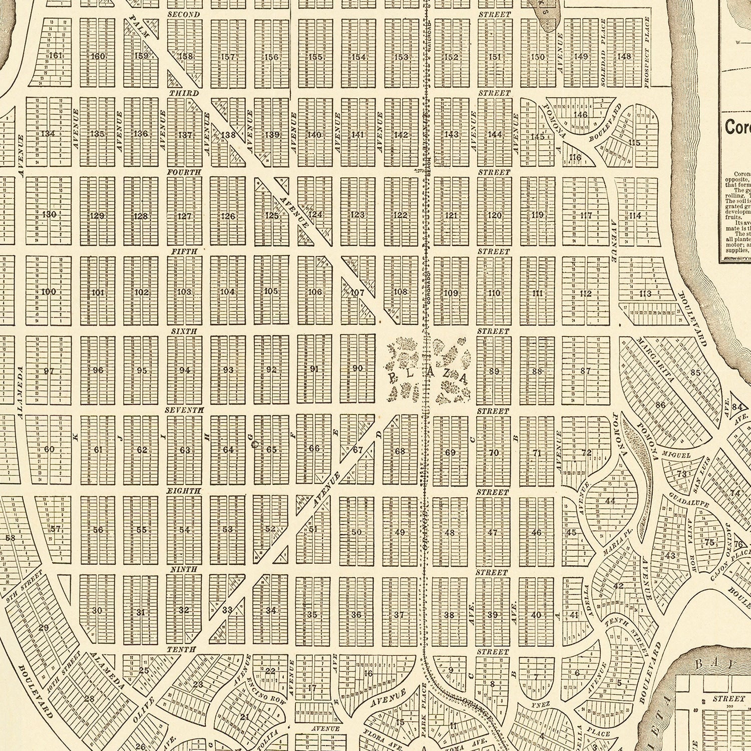 Vintage Map of Coronado Beach, California 1887