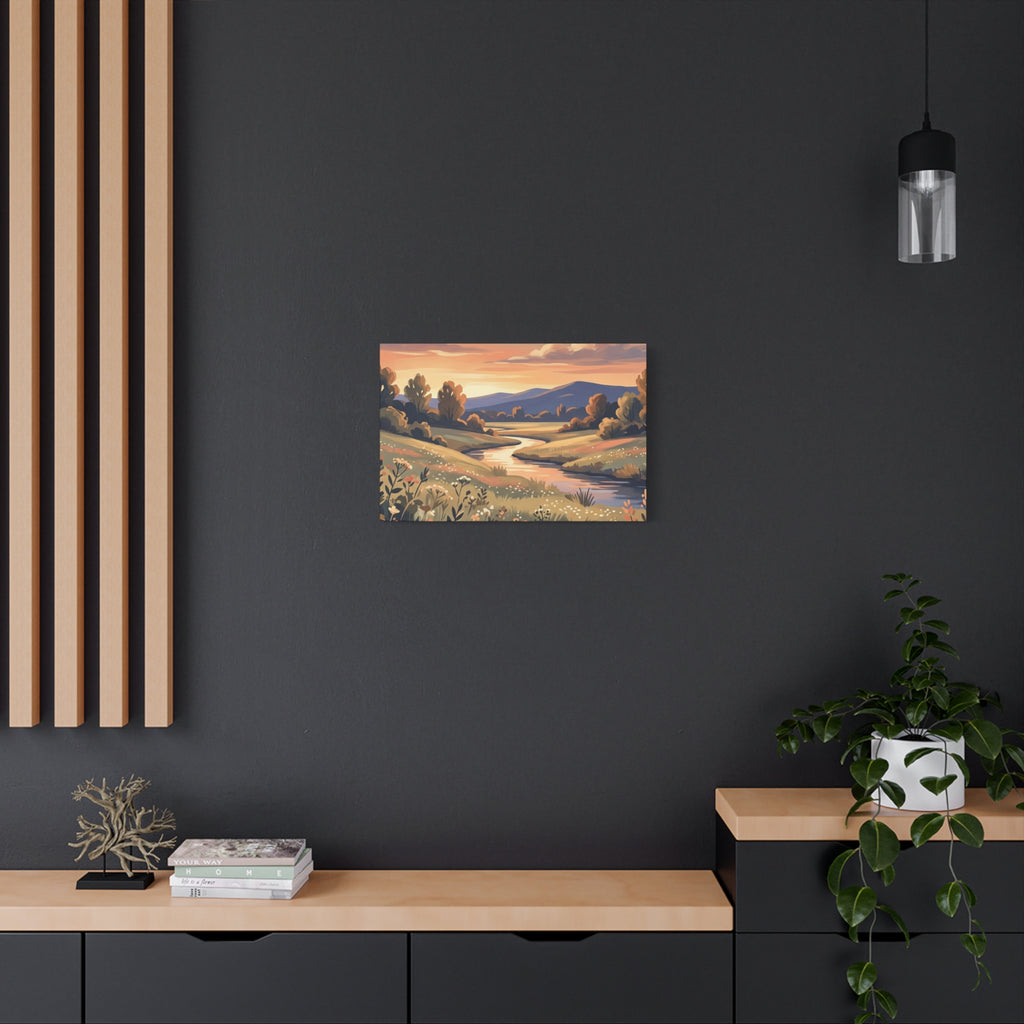 Sunset Meadow Canvas Wall Art