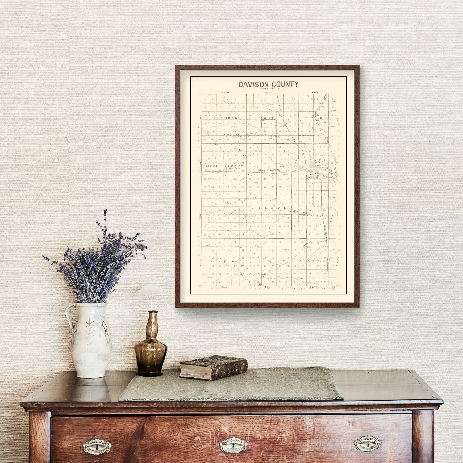 Vintage Map of Davison County, South Dakota 1900