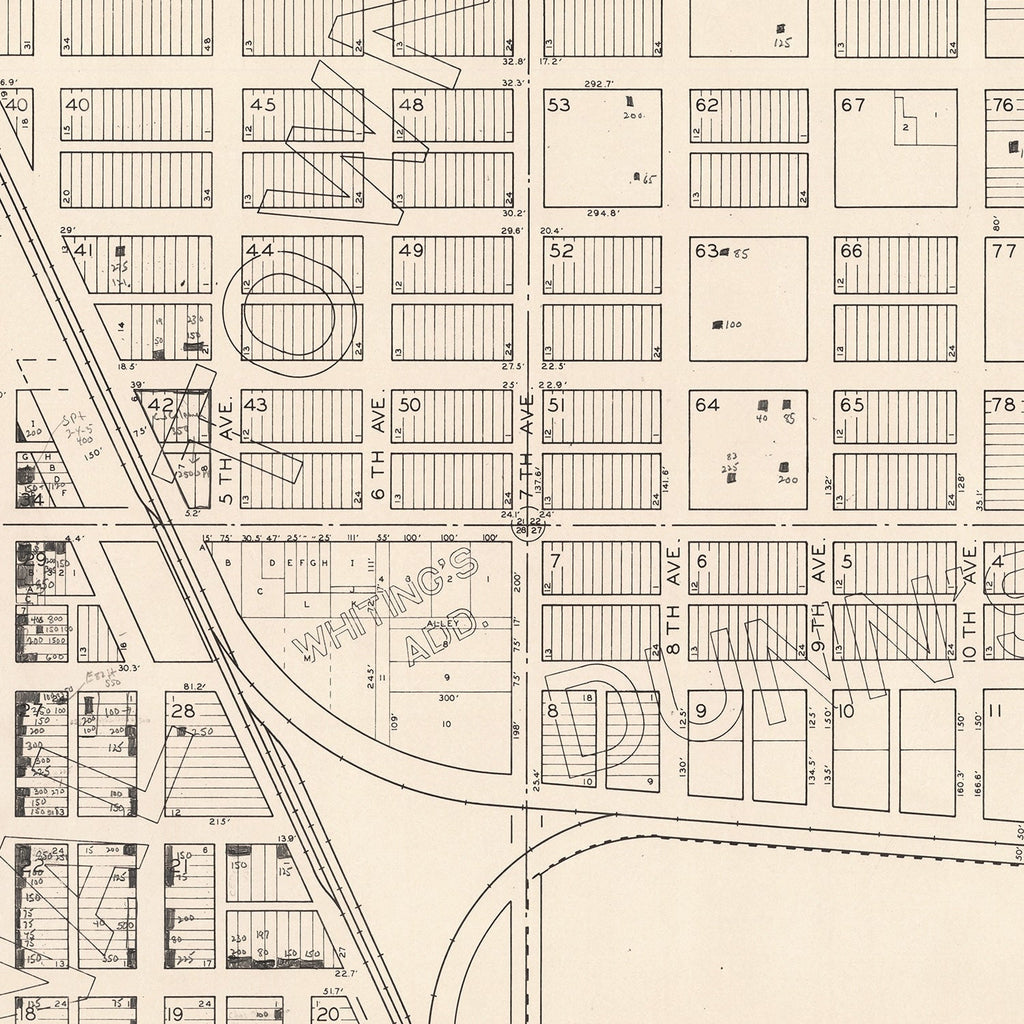 Vintage Map of Woonsocket, South Dakota 1950