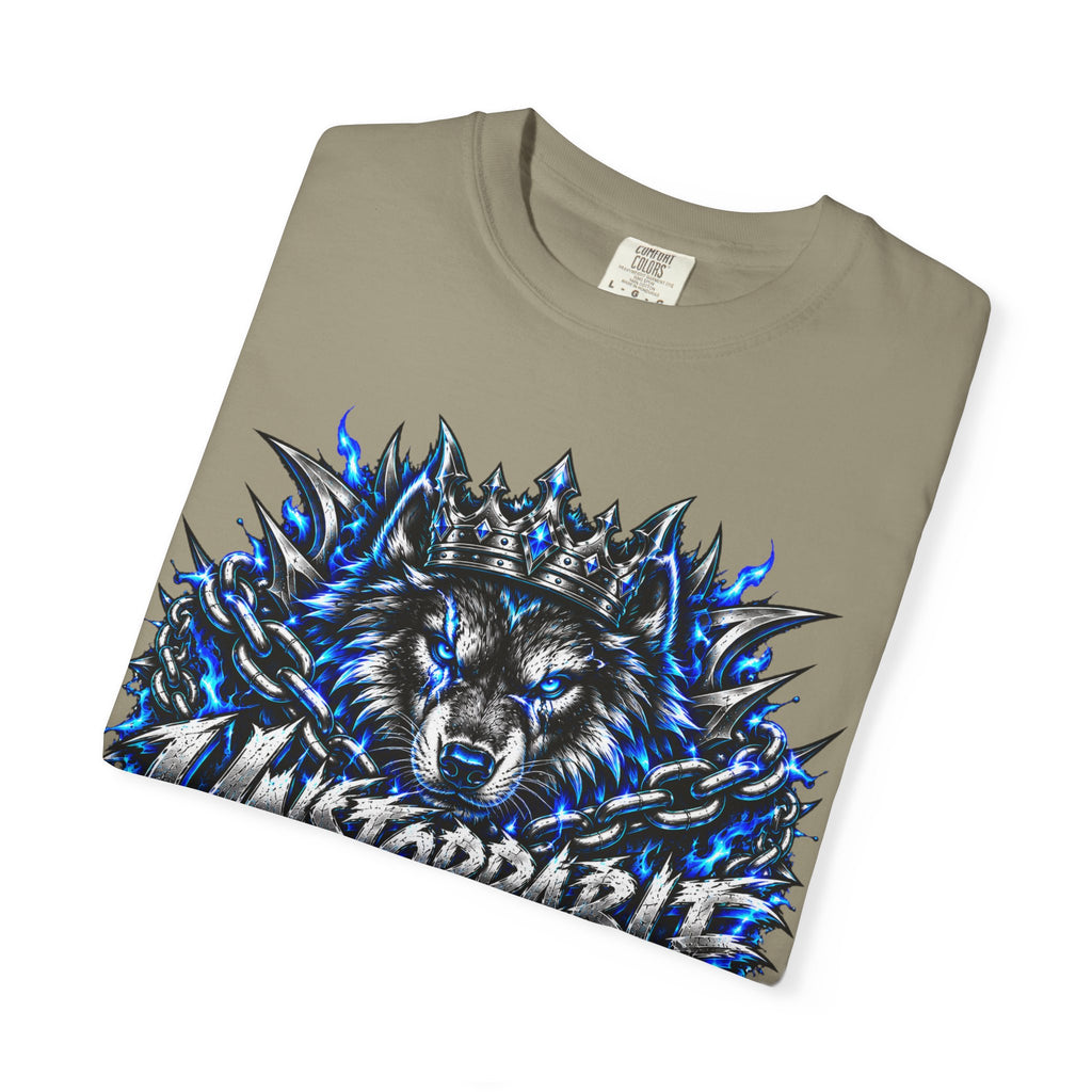 Wolf 'Unstoppable' Graphic Tee — Bold Blue Crowned Wolf Shirt