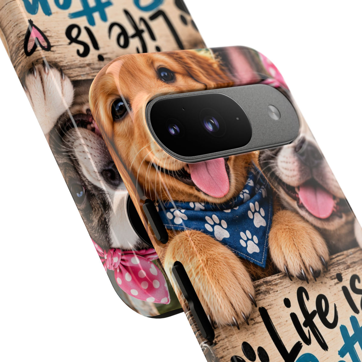 Phone Case — "Life Is Better with Dogs" Cute Pawprint Dog Lover Protective Case