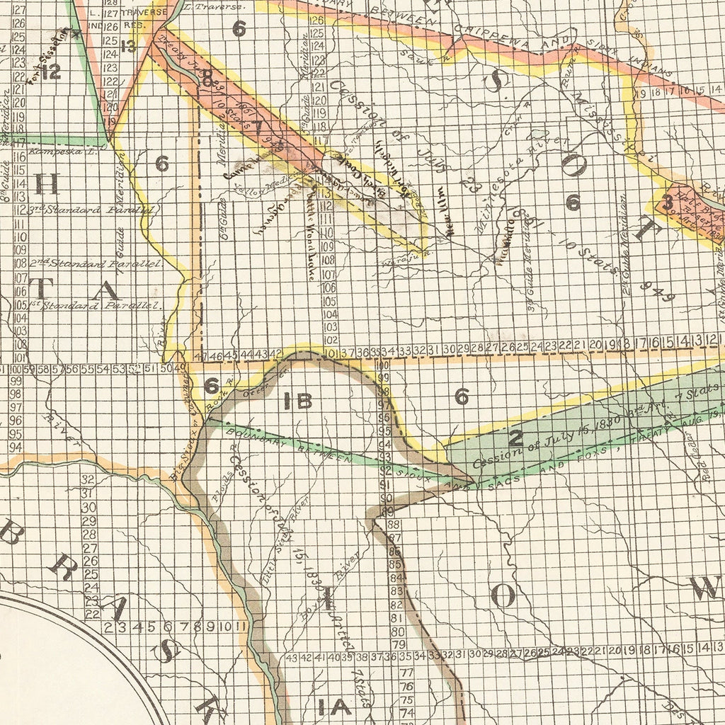 Vintage Native American Reservations Map 1897