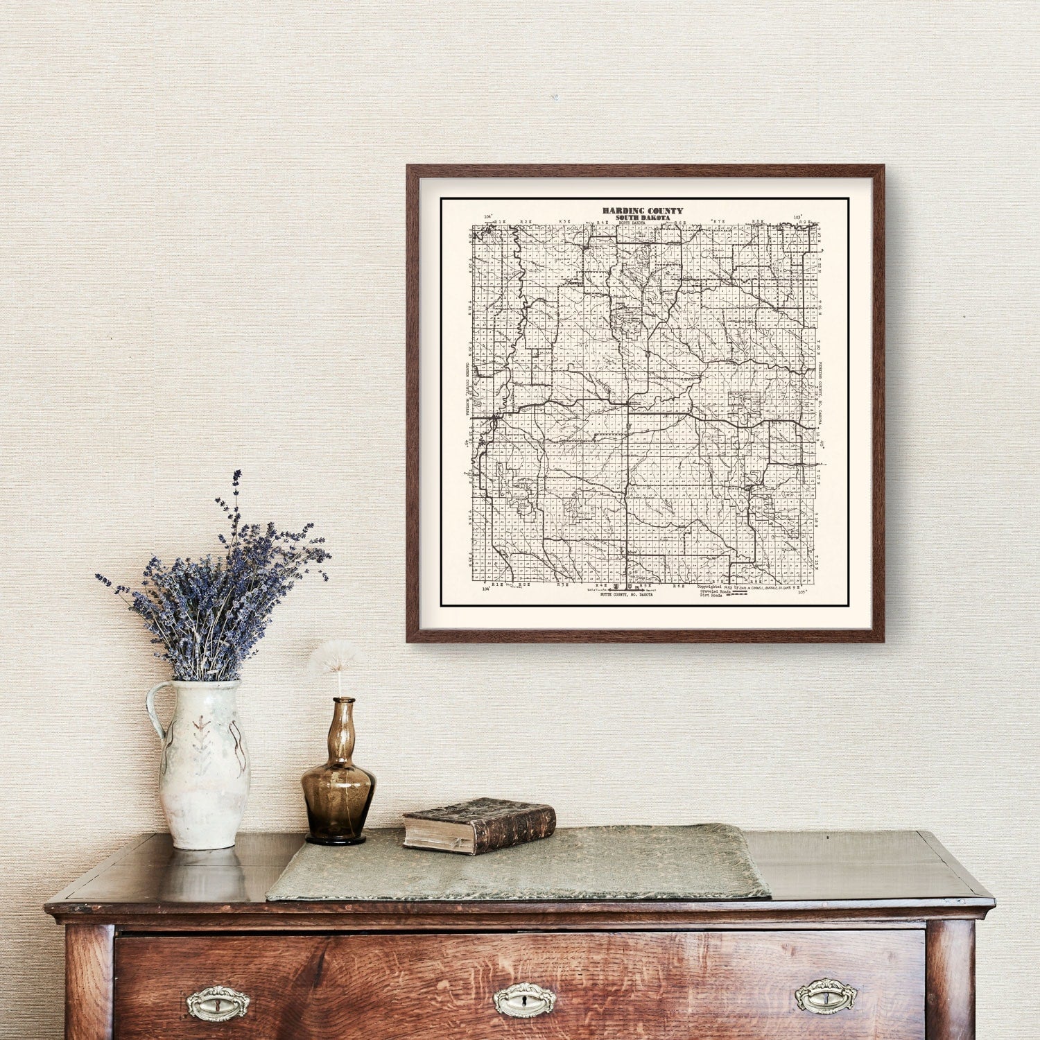 Vintage Map of Harding County, South Dakota 1952
