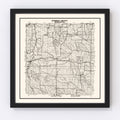 Vintage Map of Harding County, South Dakota 1952