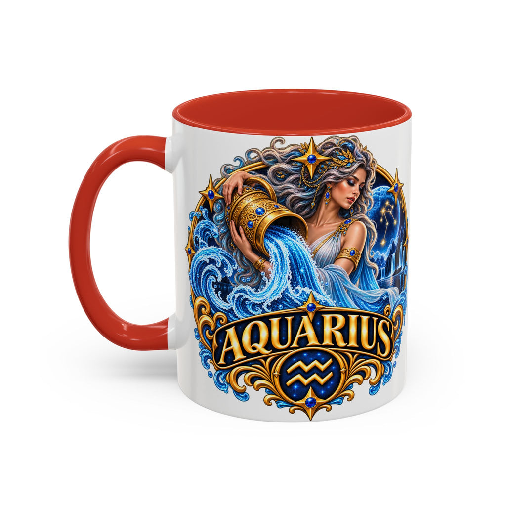 Aquarius Zodiac Coffee Mug — Illustrated Water Bearer Astrology Gift (11/15oz)