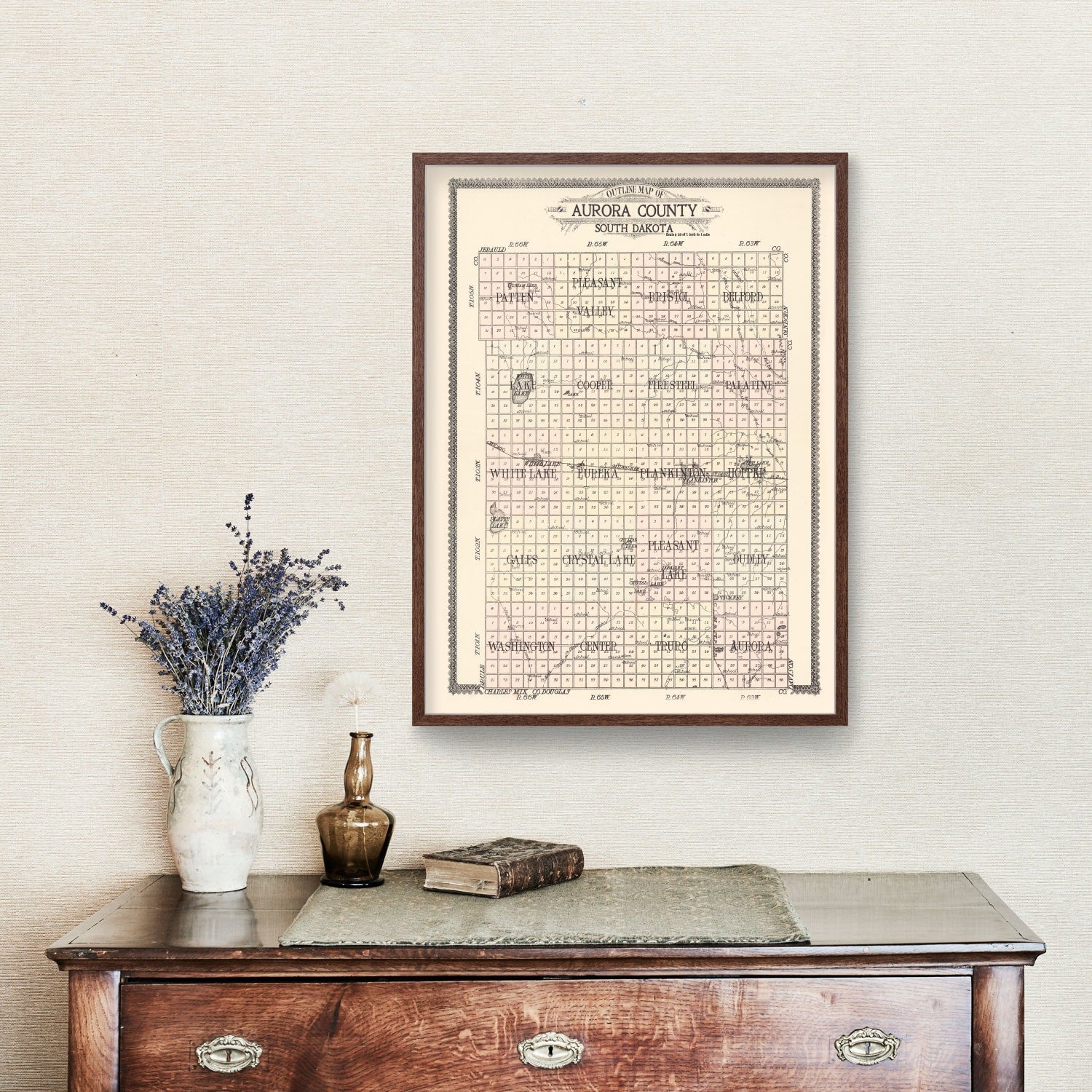 Vintage Map of Aurora County, South Dakota 1911