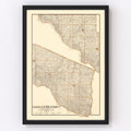 Vintage Map of Charles Mix County, South Dakota 1909