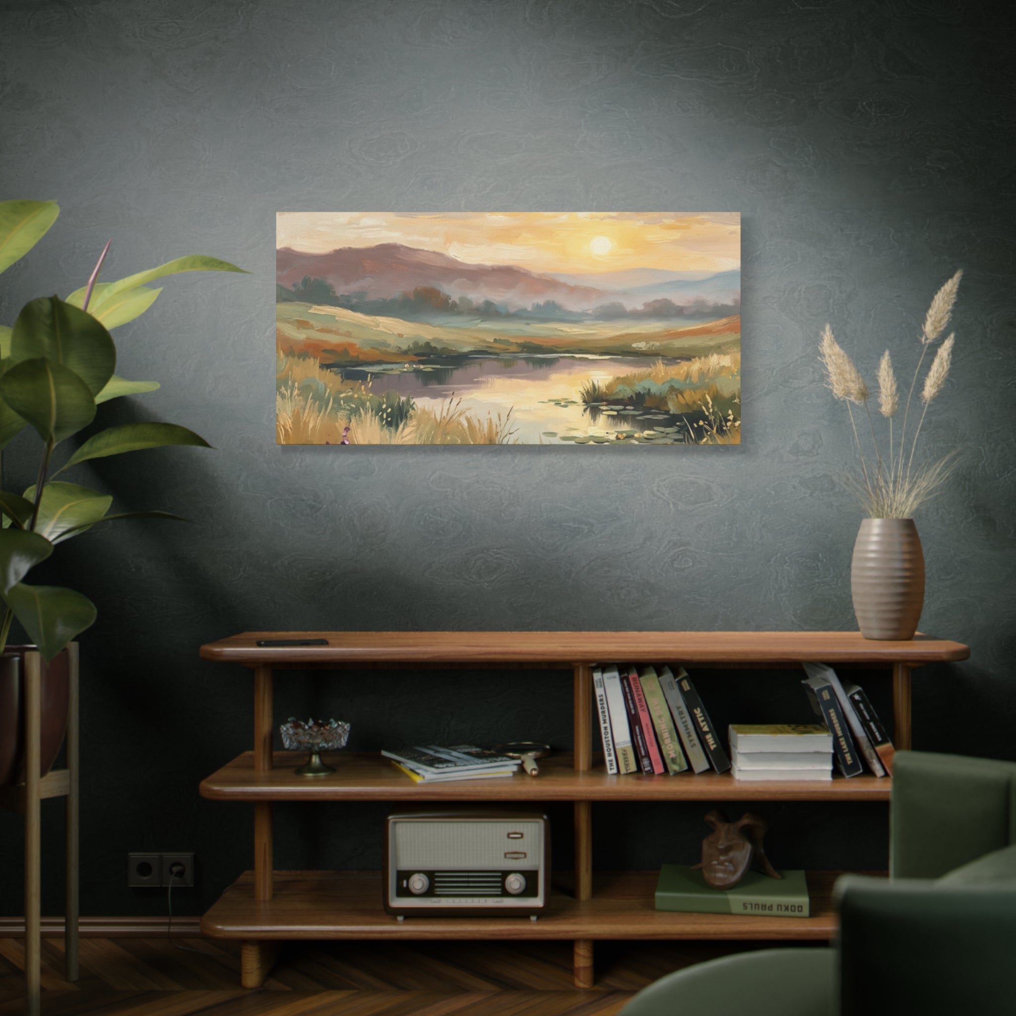Sunset Meadow Canvas Wall Art — Stretched Matte Landscape Print