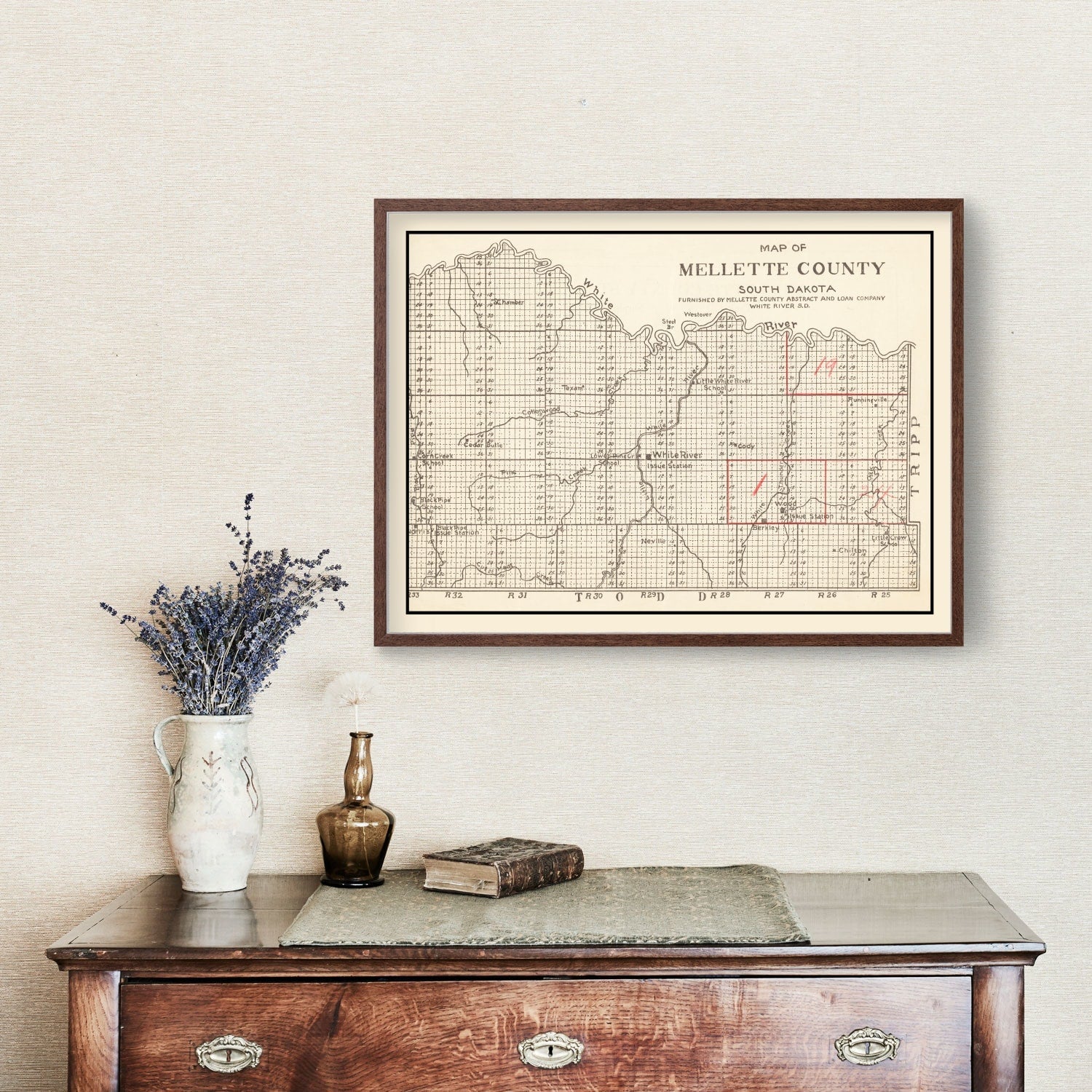 Vintage Map of Mellette County, South Dakota 1900
