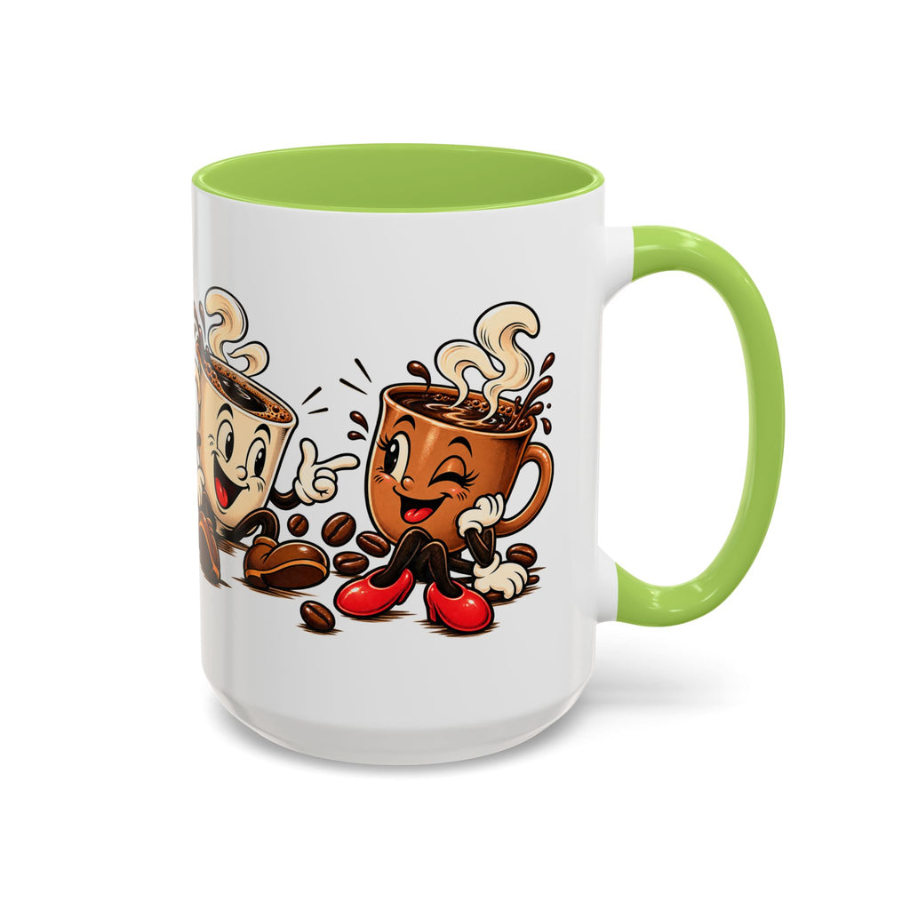Coffee Cartoon Mug — Cute Dancing Coffee Cups Accent Mug
