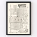 Vintage Map of Aberdeen, South Dakota 1886