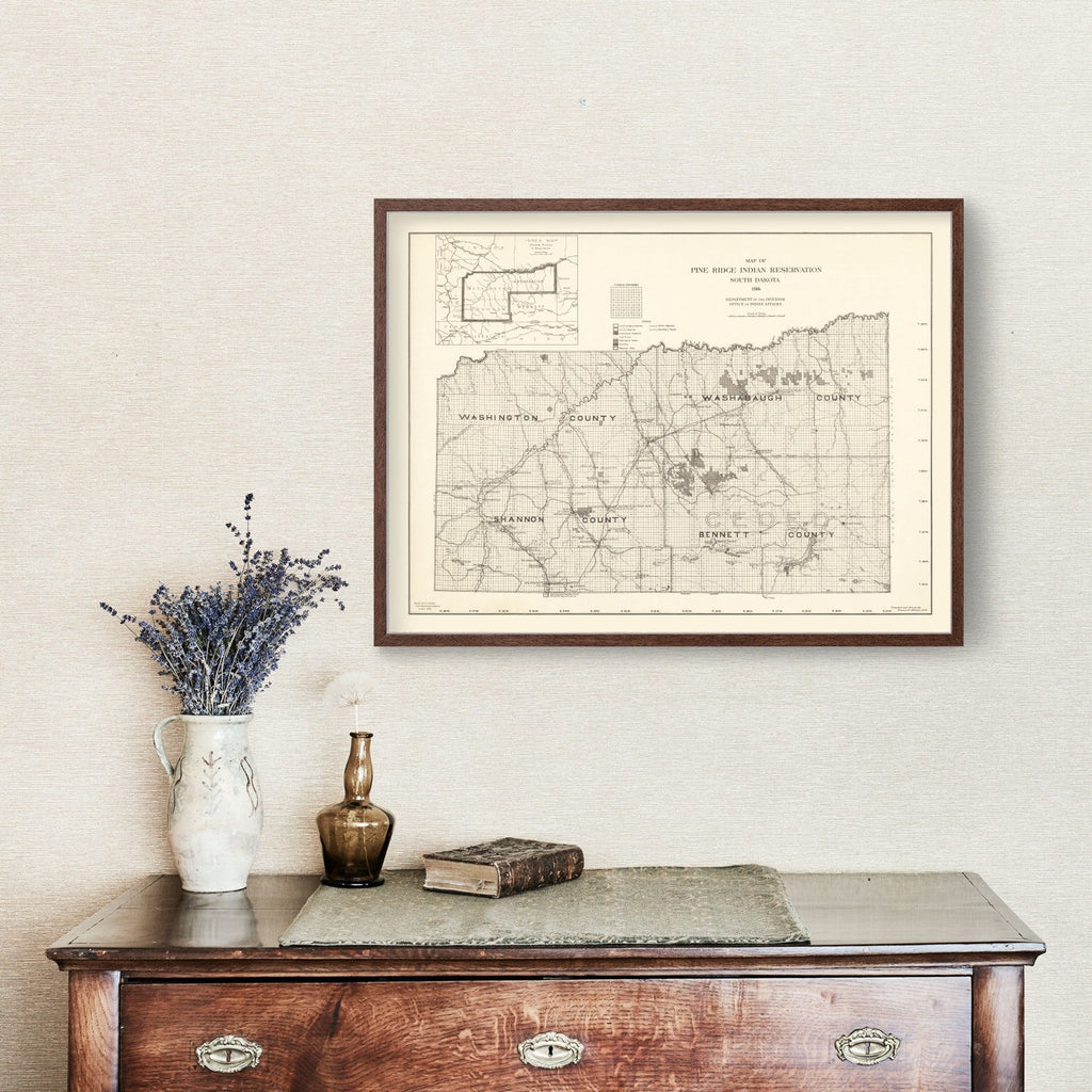 Vintage Pine Ridge Indian Reservation Map 1914