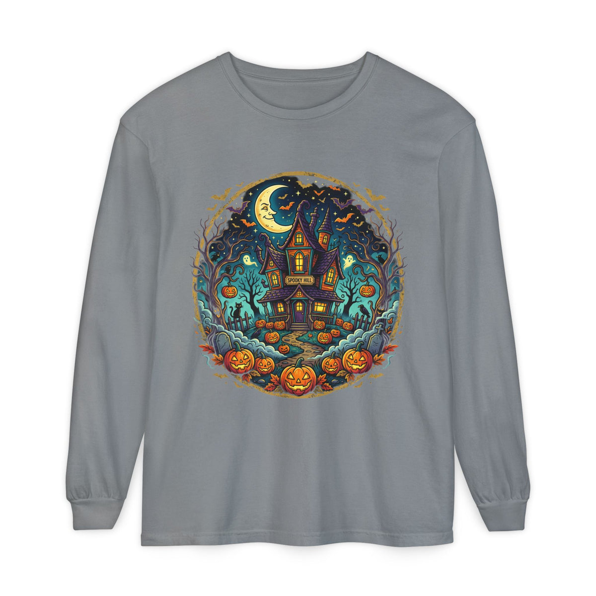 Haunted House Halloween Long Sleeve Tee