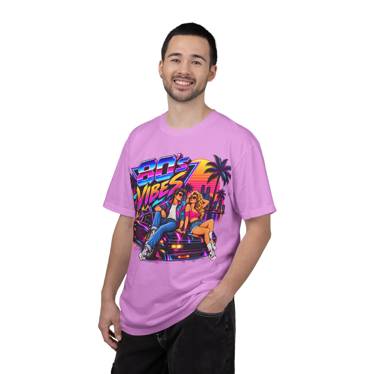 80s Vibes retro car scene T-shirt | neon palm sunset