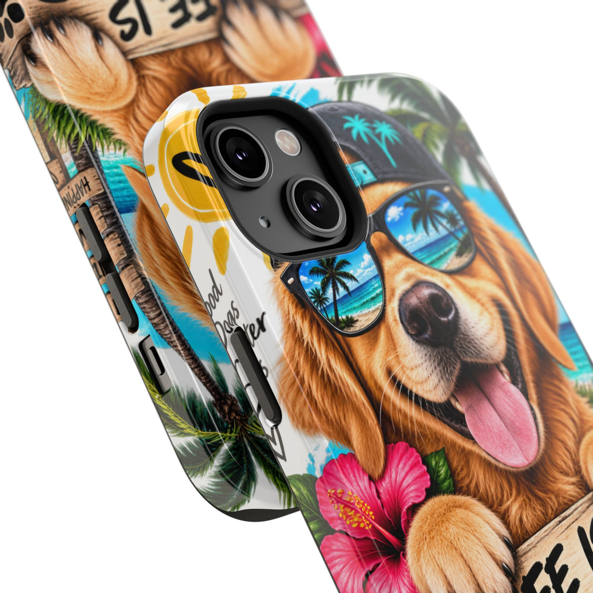 Impact-Resistant Phone Case — "Life Is Better With a Dog" Tropical Dog Design
