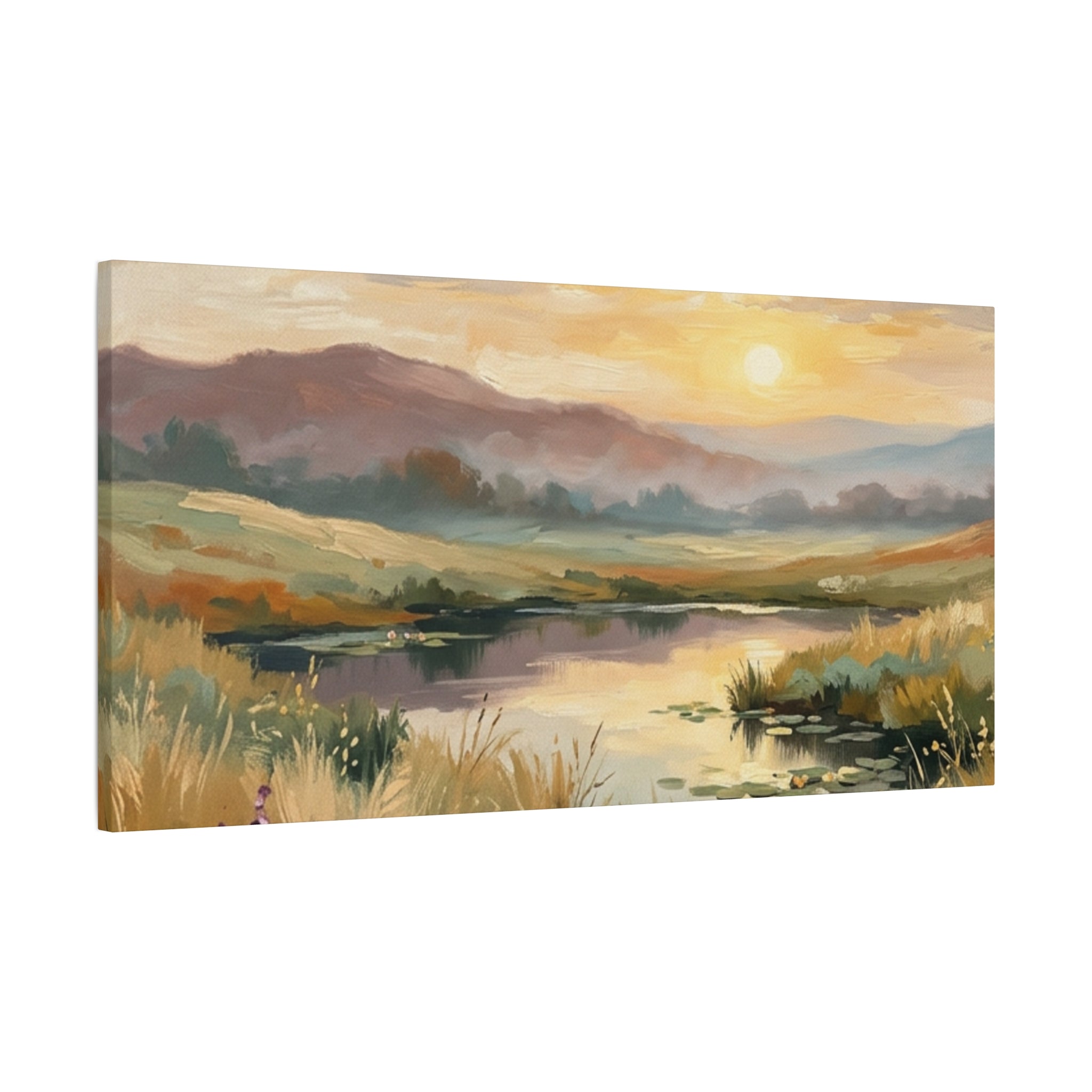 Sunset Meadow Canvas Wall Art — Stretched Matte Landscape Print