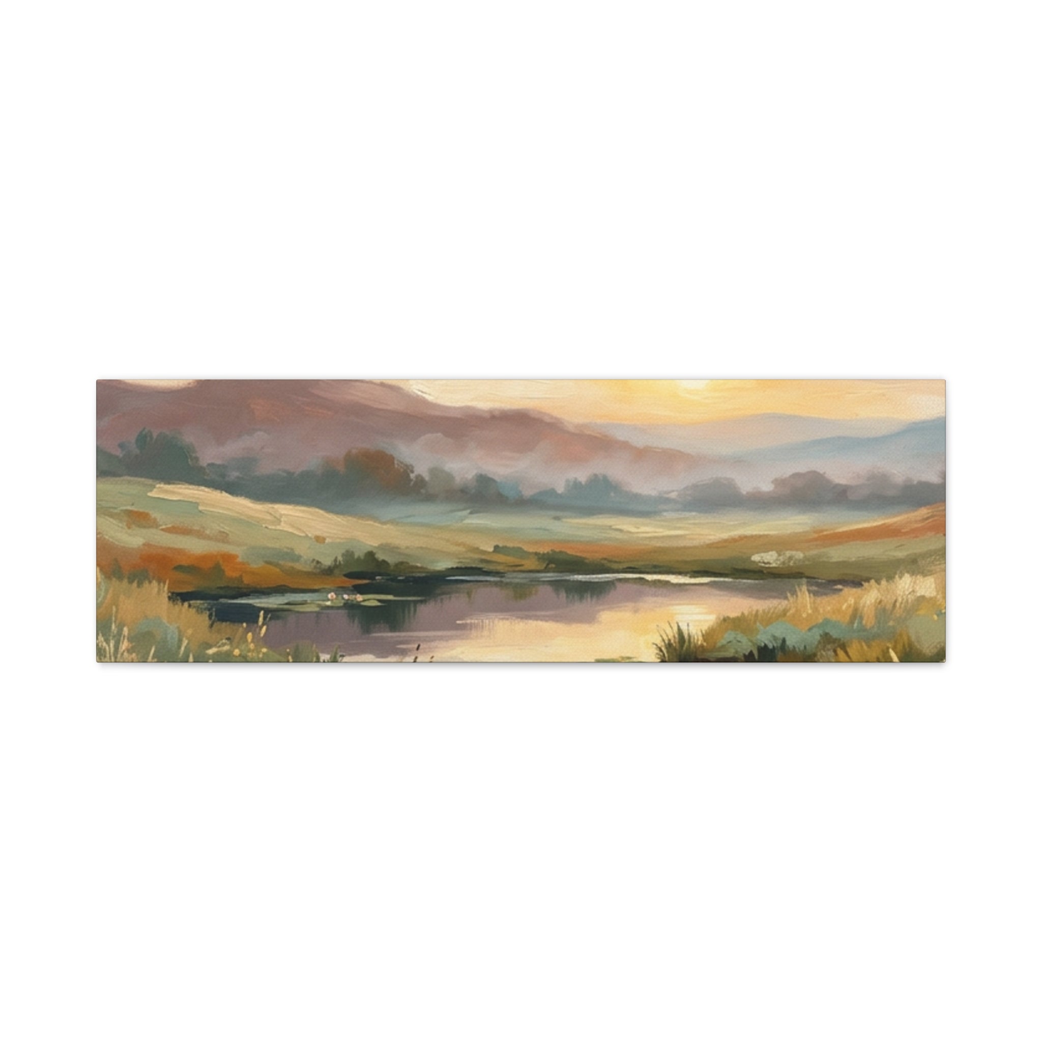 Sunset Meadow Canvas Wall Art — Stretched Matte Landscape Print