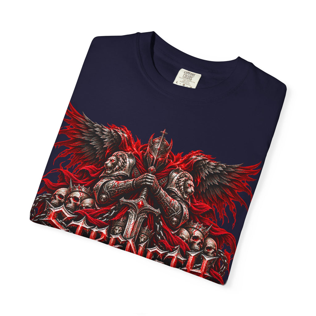 Strength Warrior T-Shirt — Gothic Skull Wings Graphic Tee