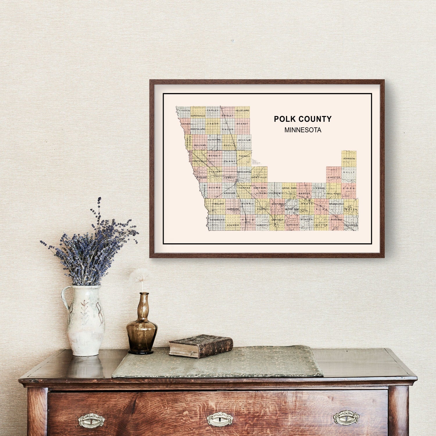 Vintage Map of Polk County, Minnesota 1907