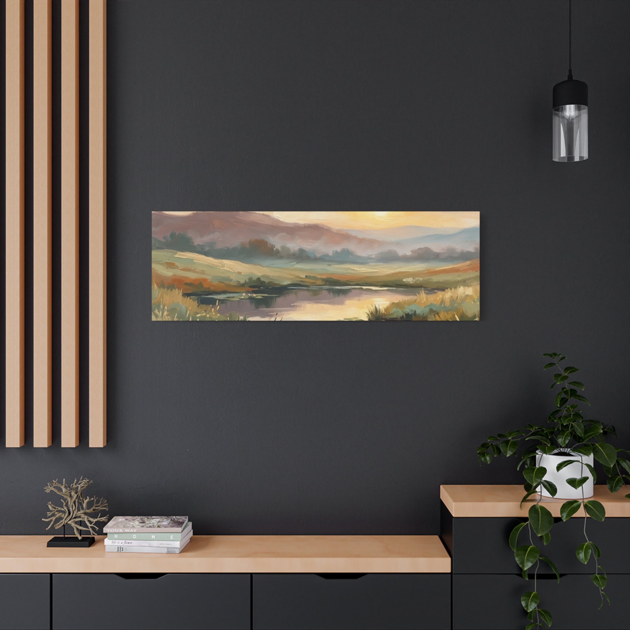 Sunset Meadow Canvas Wall Art — Stretched Matte Landscape Print