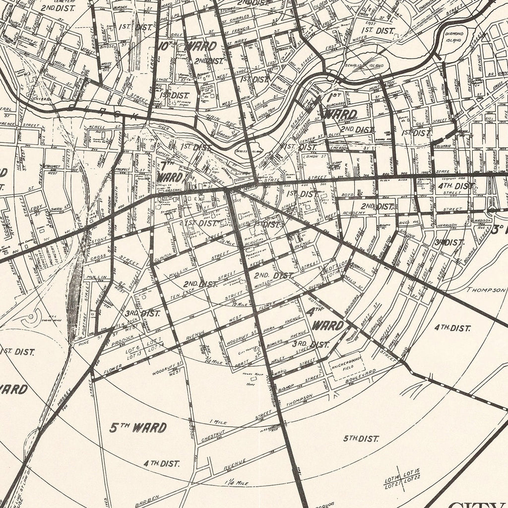 Vintage Map of Watertown, New York 1929