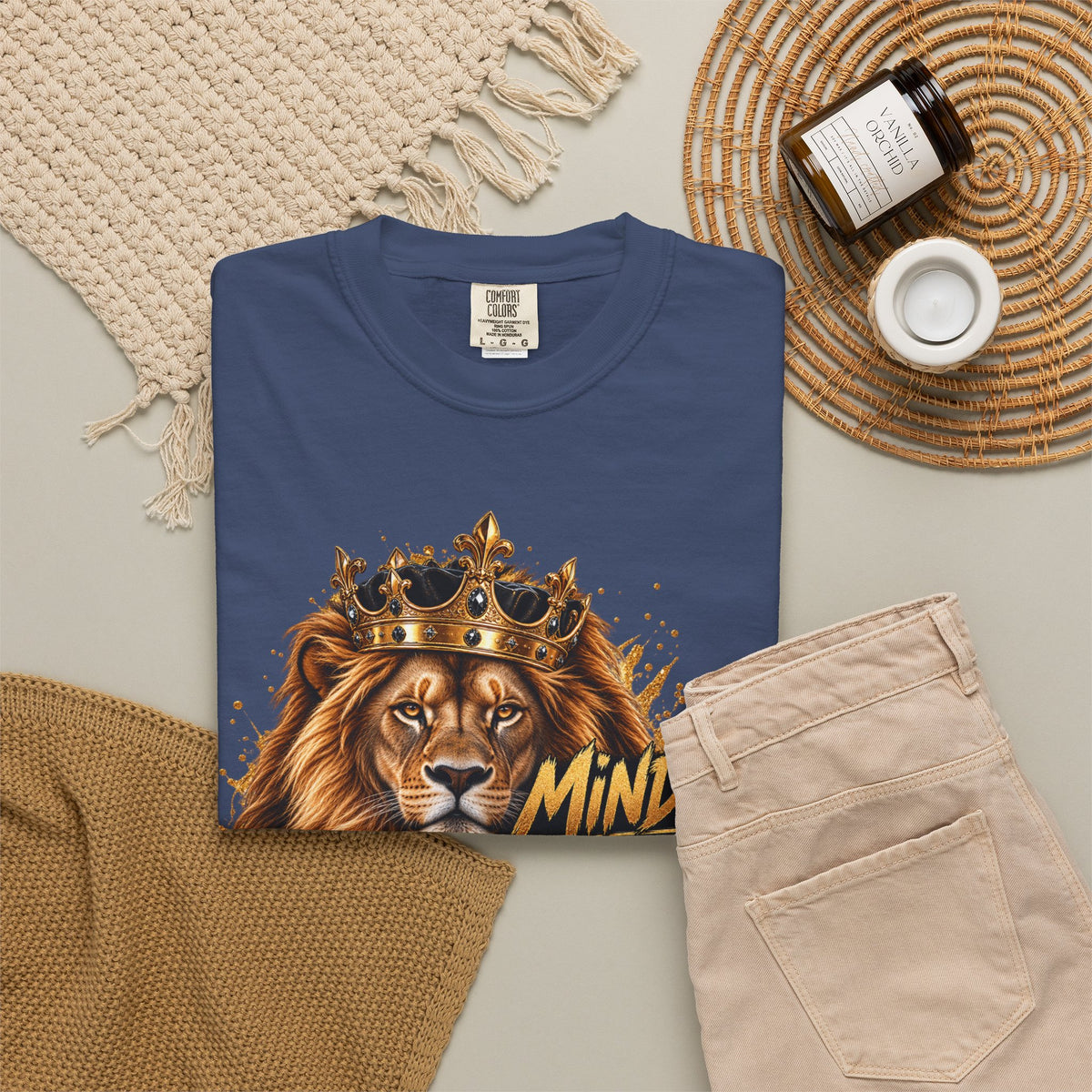 Lion Crown T-Shirt — "Mindset Builds Everything" Motivational Tee