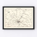 Vintage Map of Moscow, Russia 1928